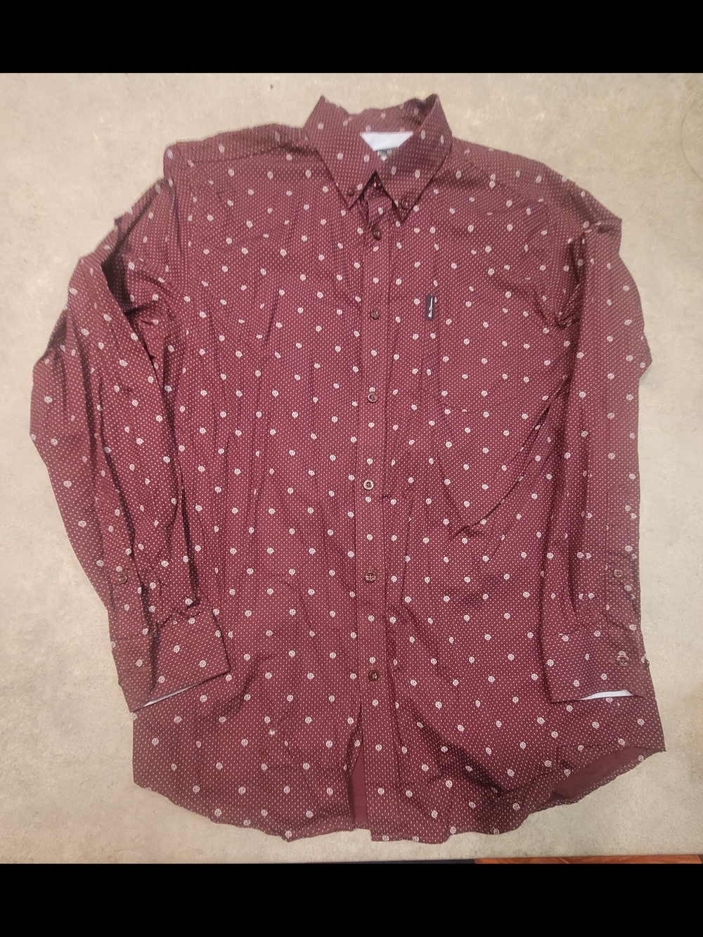 Ben Sherman Maroon Dot-Print Button-Down Shirt